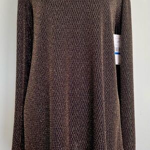 Karen Kane Black and Gold Cold Shoulder Sparkle Top